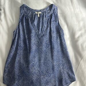 Joie silk sleeveless top Blue and white pattern XS